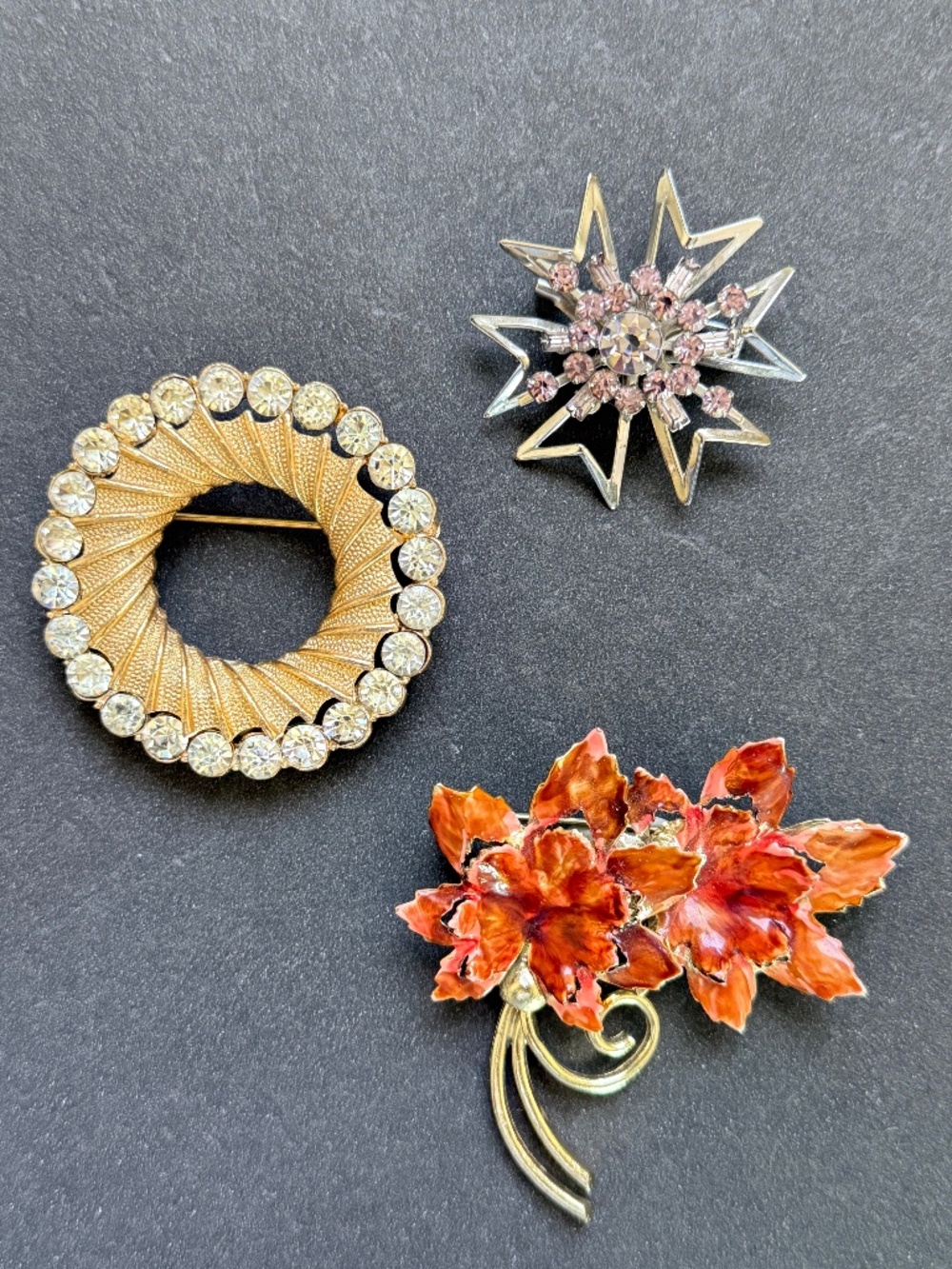 VINTAGE CORO Trio of Brooches MCM